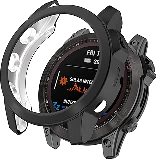 Fit for Garmin Fenix 7X Case Protector Cover Women Men, Silicone Protective Case Bumper Sleeve Shell Protection Frame for Garmin Tactix 7/Fenix 7X Solar Smartwatch (Black)
