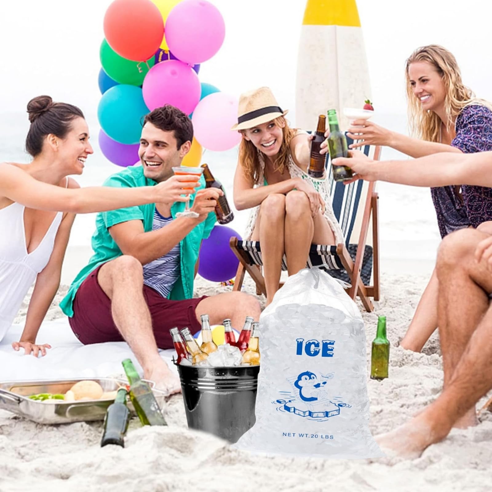 10PCS Plastic Ice Bags with Drawstring,Reusable Bag,Heavy Duty Ice Bags can Withstand 20 Pounds,Thickened Empty Ice Bags,Ice Cube Bag,Ice Storage Bags for Freezer,Ice Bags for Ice Cubes,Ice Cubes - Image 4