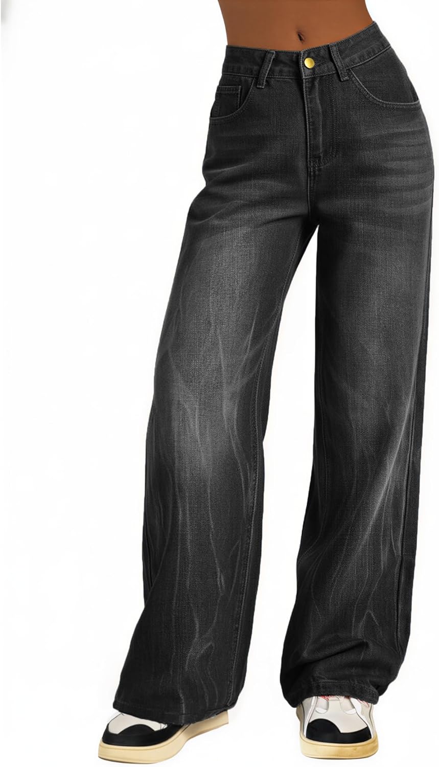 EMMIOL Baggy Jeans for Women, Wide Leg Jeans Plus Size Boyfriends Denim Pants, Y2K Vintage Style