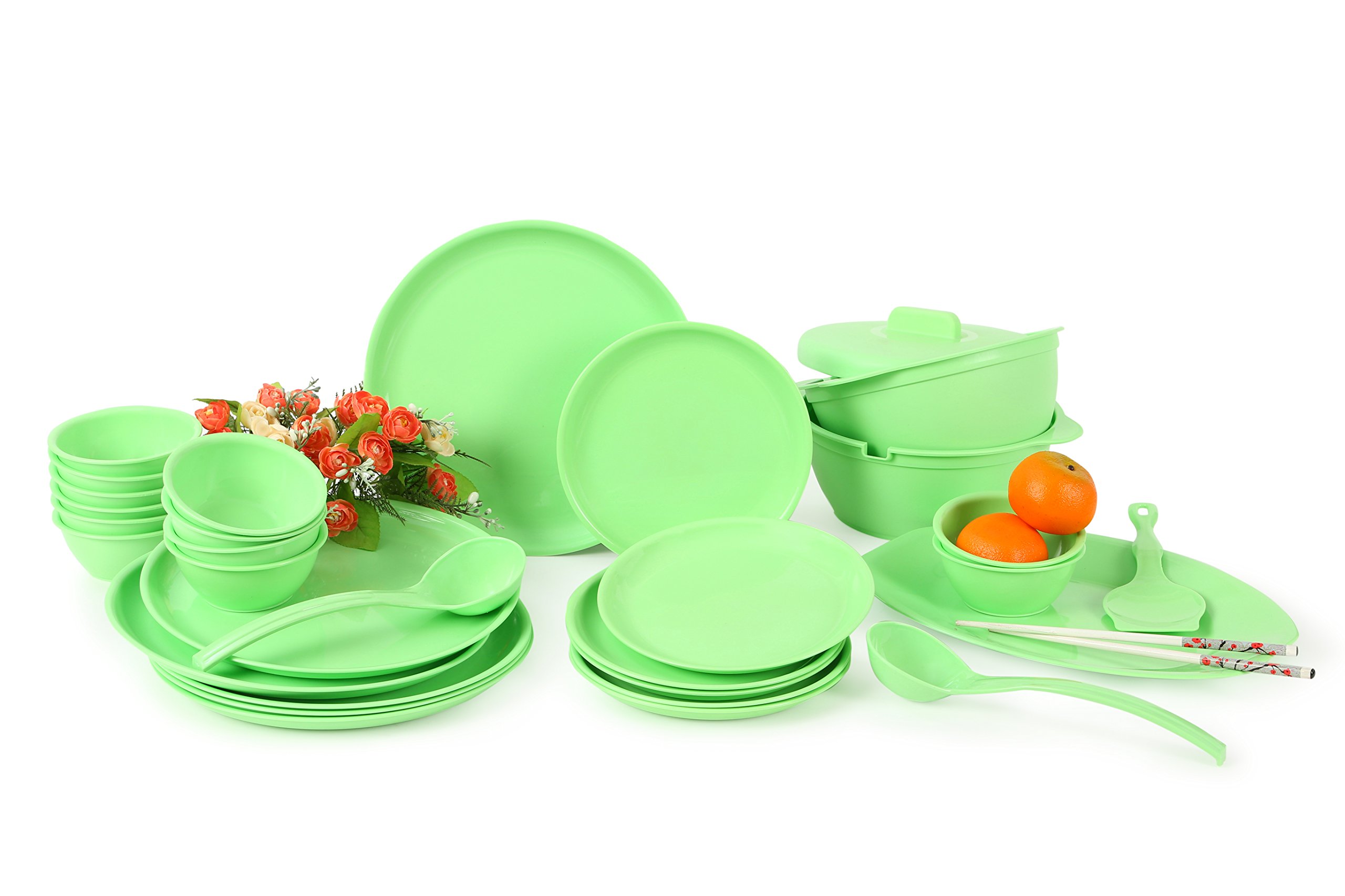 Joy Home Microwave Safe Dinner Set-32 pcs Round Green