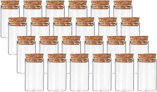 PATIKIL 20ml Test Tubes, 24pcs 1.97x1.18 Glass Clear Flat Bottom Test Tube Containers with Cork Stopper for Bead Party Candy Bath Salt Storage Scientific Experiment Plant Propagation