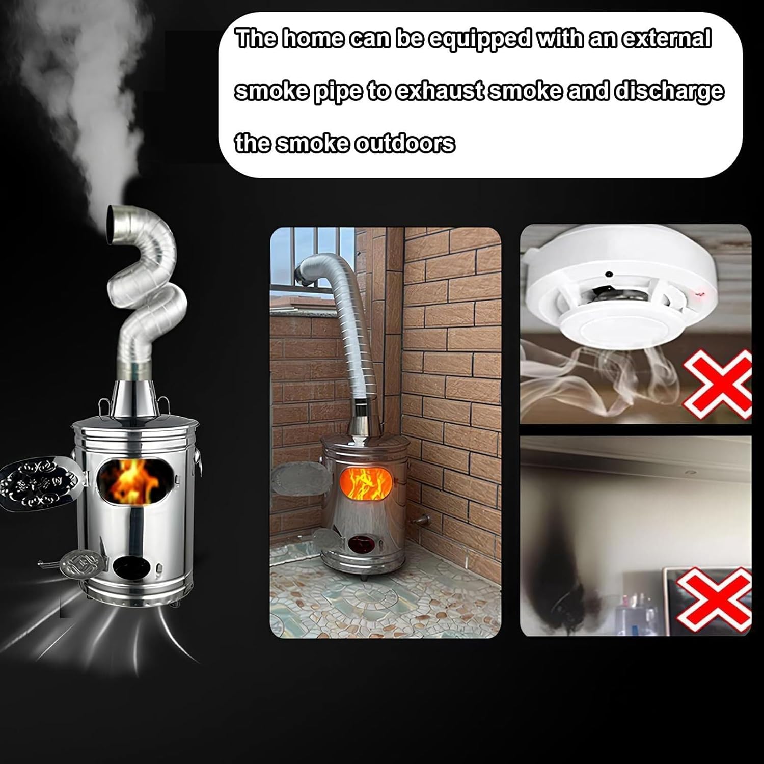 Heavy-Duty Incinerator with Chimney - Outdoor Burn Barrel for Leaves, Paper, Yard Waste & Garbage - Durable Waste Burner (44 * 66cm)