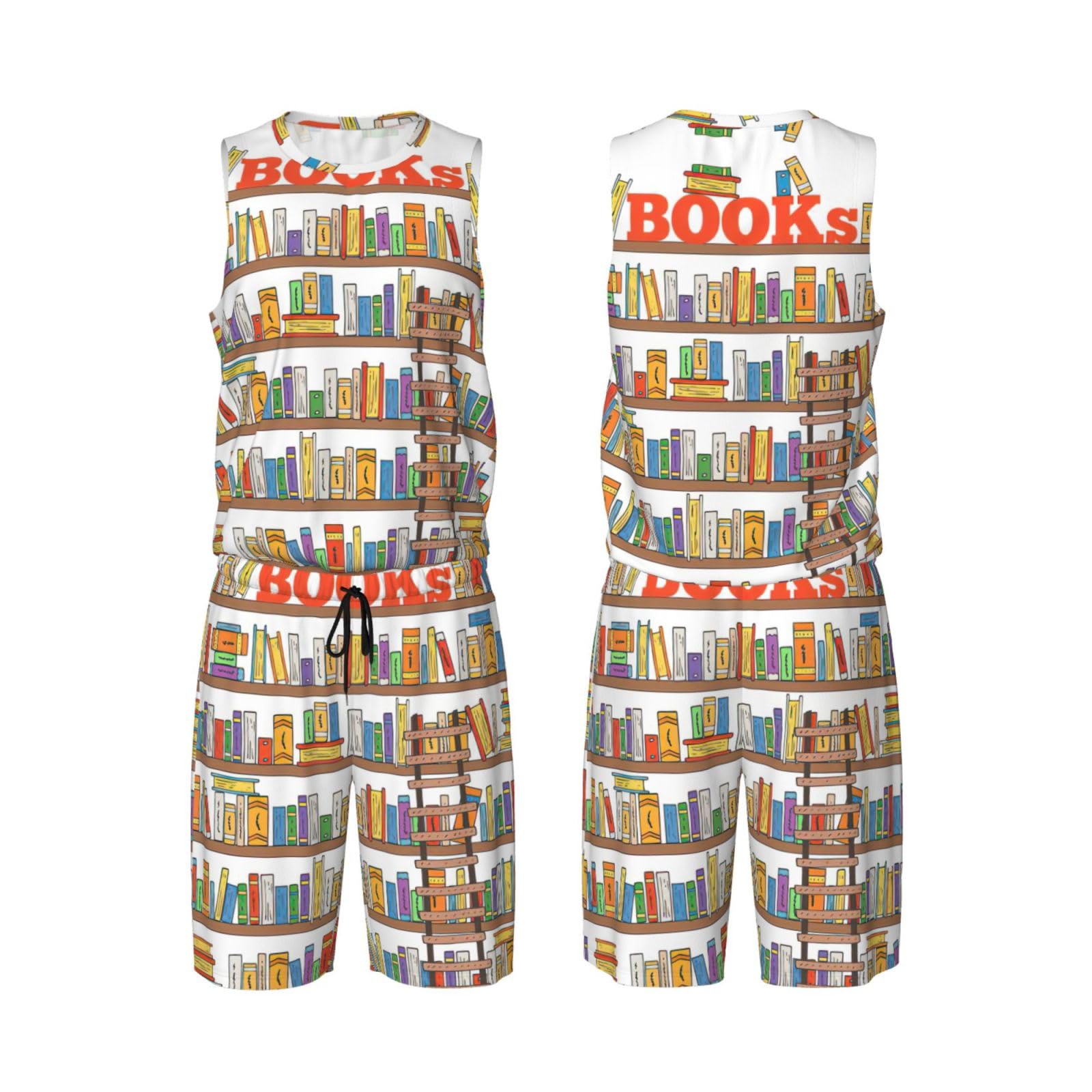 MDATTFunny Book Shelves Collection And Ladder Menâ€™s Basketball Jersey Shorts Uniforms Sports Shirt Athletic Shorts