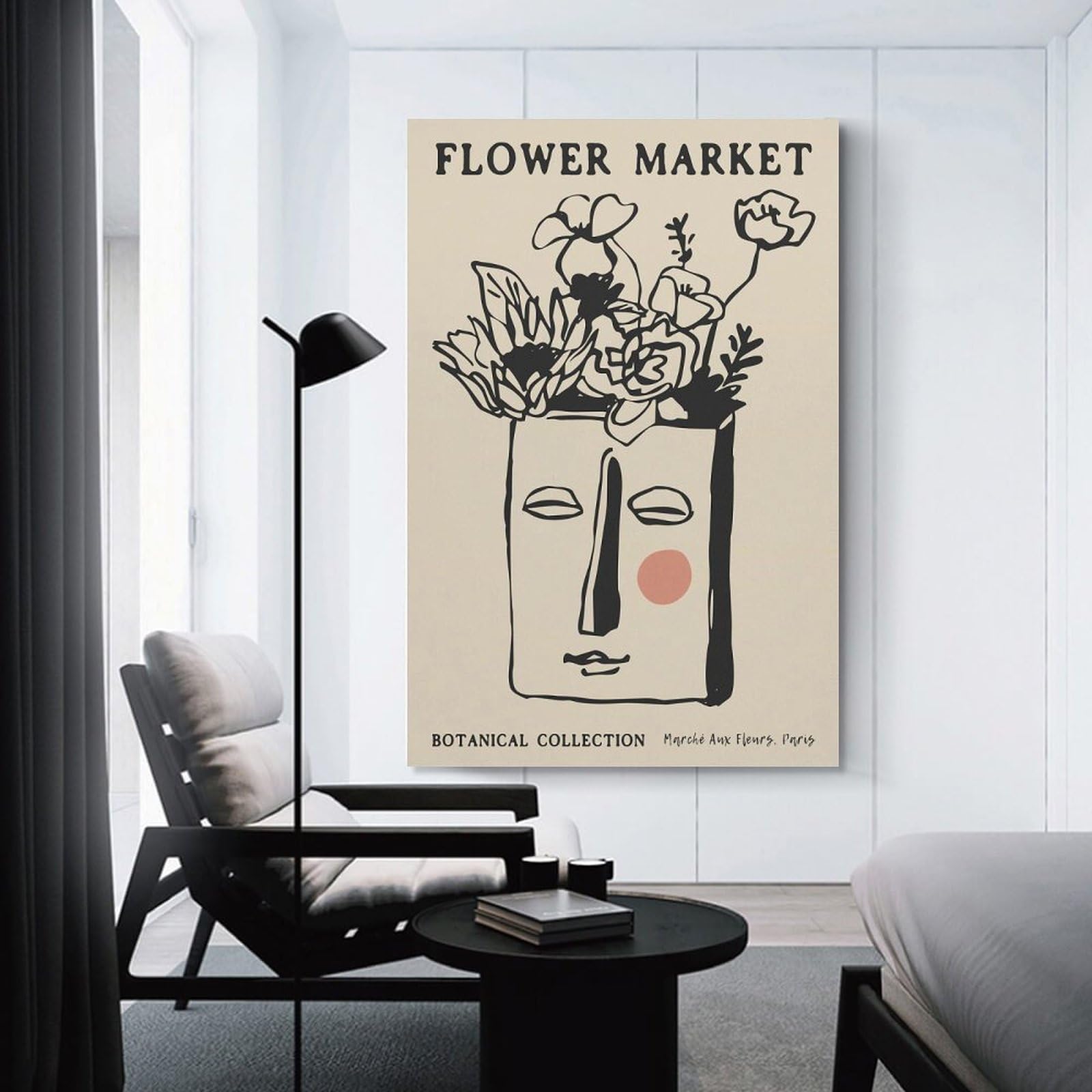 Junmoney Decorative Canvas Print Flower Market Botanical Collection Art Print, 24x36inch(60x90cm), for Entrance Spaces, Stair Walls Or Halls, A Neat Decor Update for Hallways