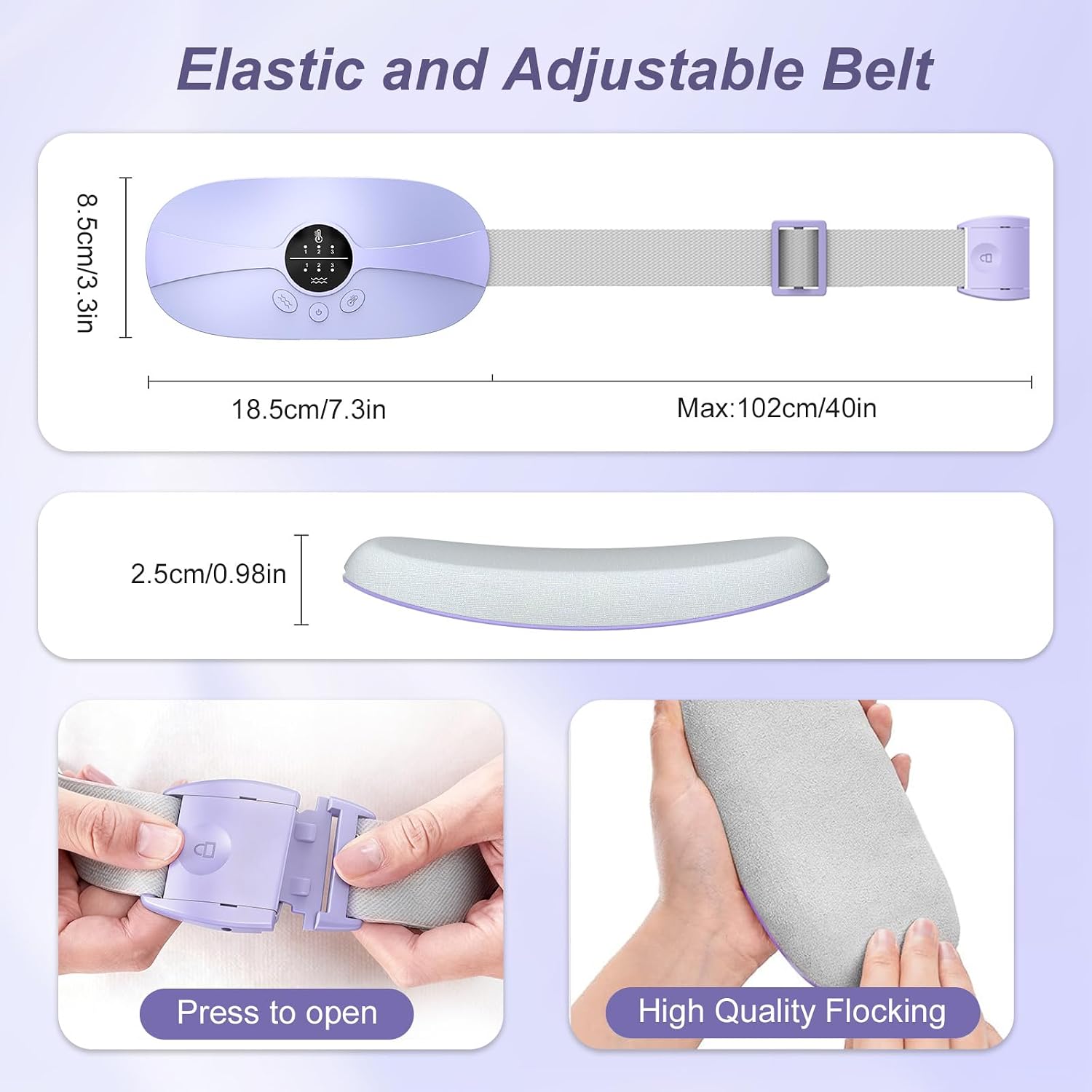 Portable Heating Pad for Period Cramps, Light Purple image 2