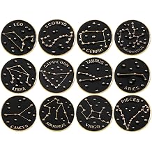 PRETYZOOM 12 Pcs Zodiac Enamel Pin Set Brooches Jewelry Alloy Lapel Pins for Backpacks Shirts Hats Accessories