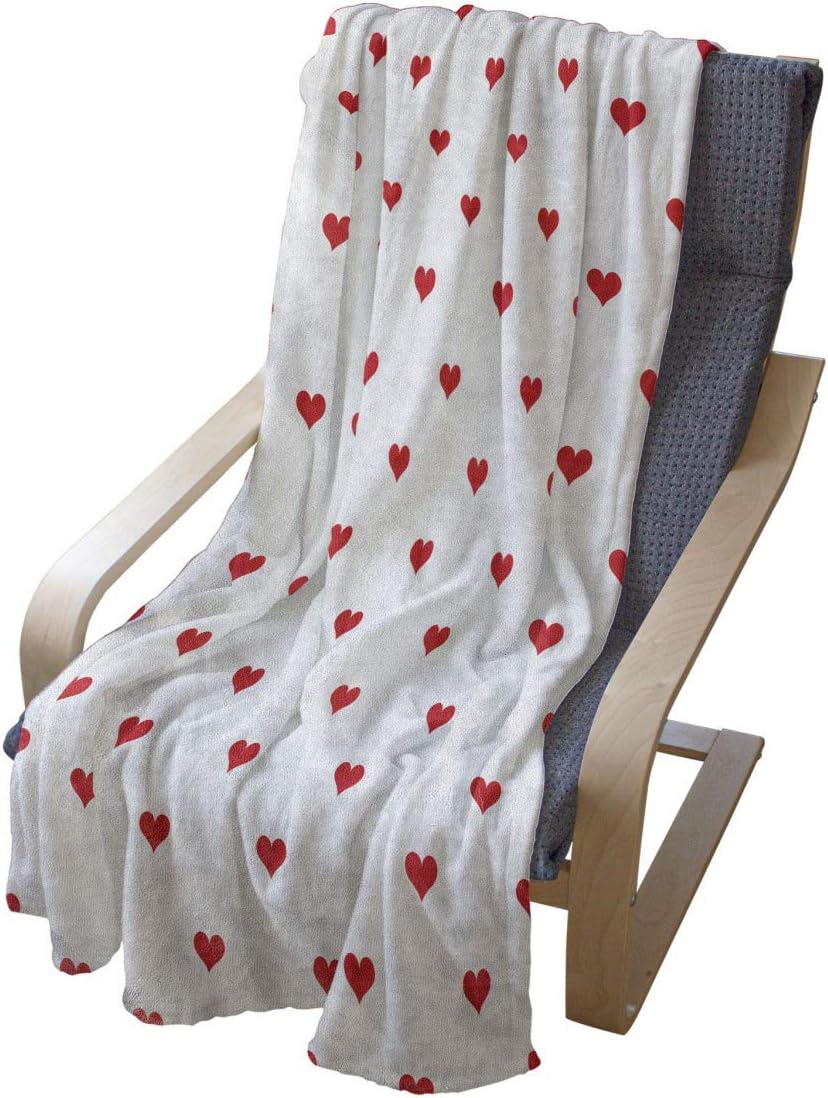 Lunarable Romantic Throw Blanket, Heart Valentines Loves Anniversary Celebration Print, Flannel Fleece Accent Piece Soft Couch Cover for Adults, 50" x 60", Vermilion and White