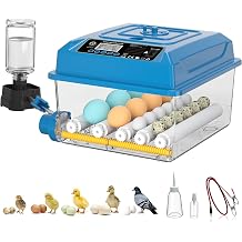 CoInceptus 16 Eggs Incubators for Hatching Eggs, Egg Incubator with Automatic Egg Turning, Chicken Egg Incubator with Humidity and Incubation Day Display, Incubator with Egg Candler for PoultryBlue