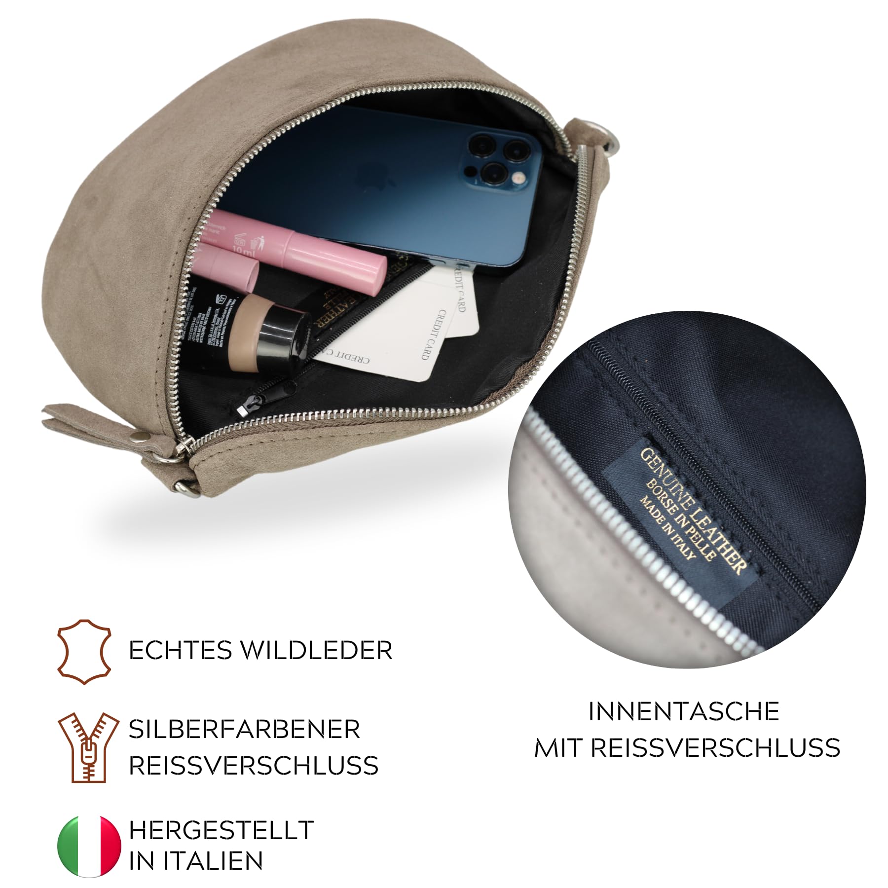 Brise Art SAHEL Suede Bauchtasche Wildleder Handgefertigt Crossbody Bag