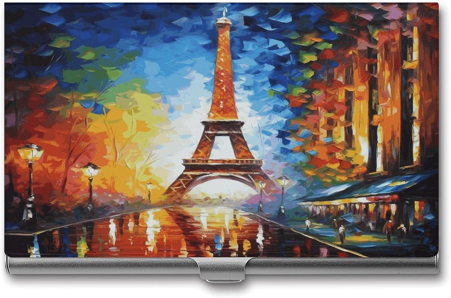 Paris Eiffel Tower Painting Business Card Holder Slim Business Card Case