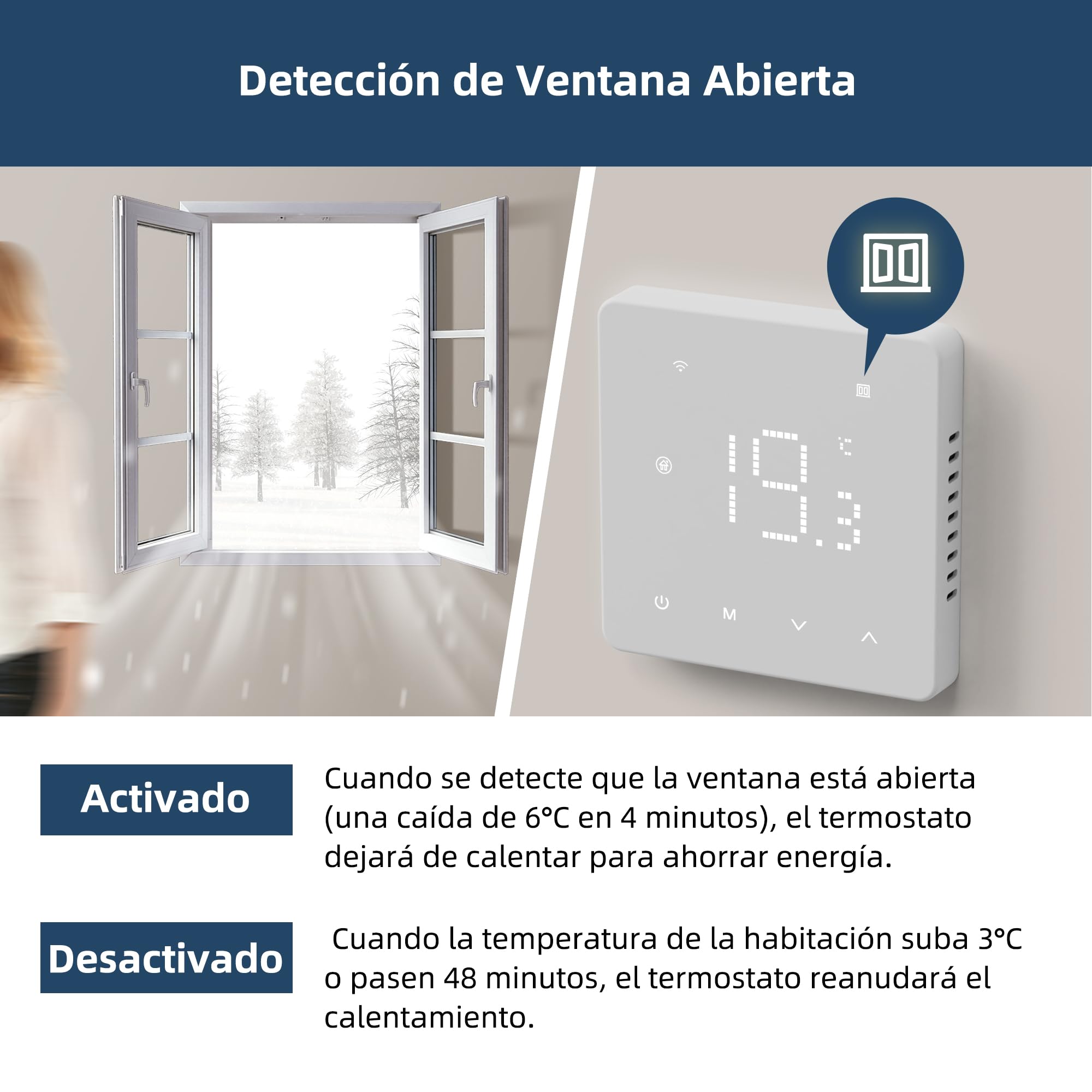 BEOK CONTROLS Beok Termostato Calefaccion WiFi Compatible con Alexa,Google,Termostato Digital Inalambrico Calefaccion para Calderas de Gas Natural Agua TGM50-WIFI