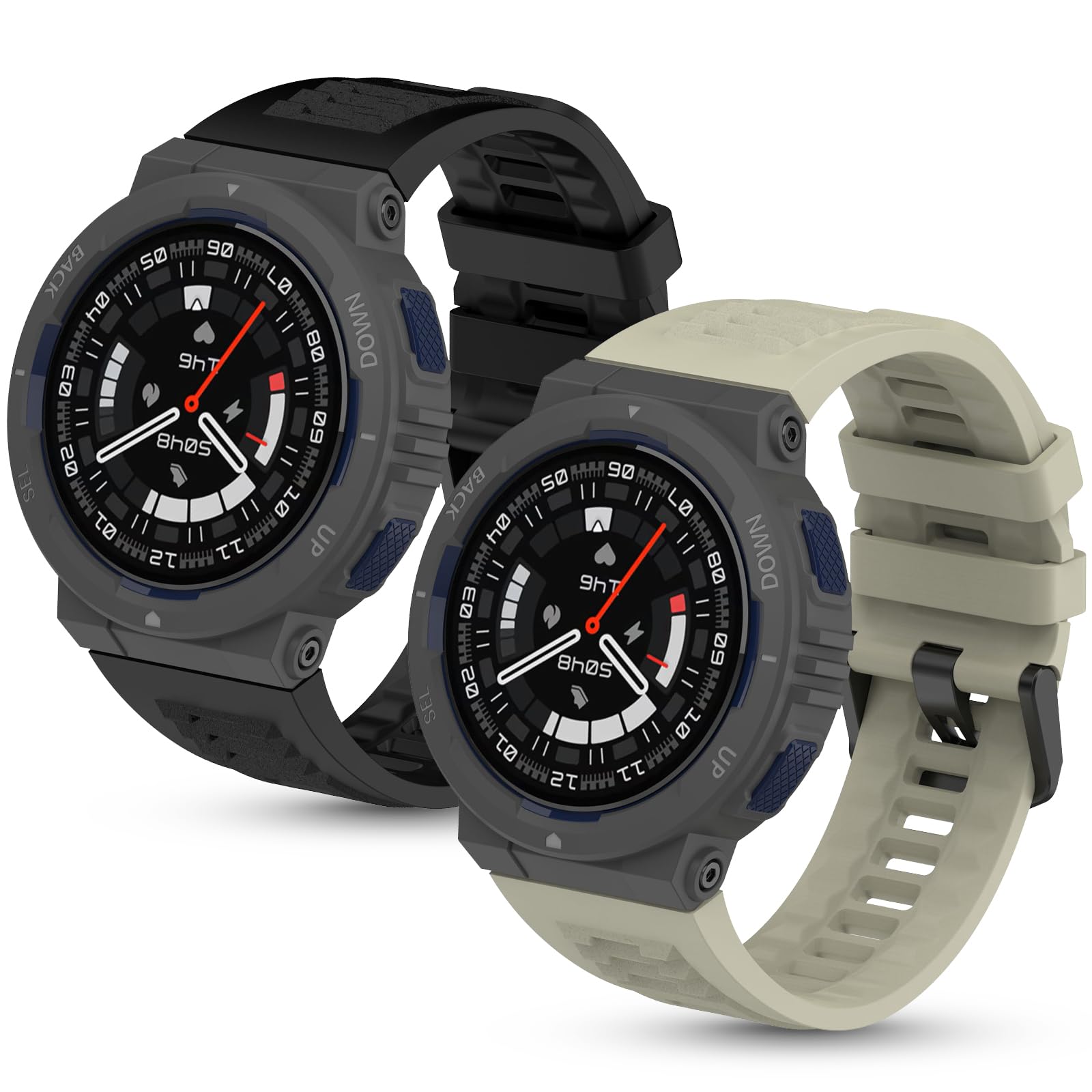 SenMore 2 Pieces Strap for Amazfit Active Edge, Adjustable Waterproof Sports Soft Silicone Replacement Bracelet Strap for Amazfit Active Edge (A2212).