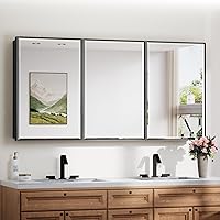 Vista 20 de TokeShimi Botiquín empotrado de 26 x 30 pulgadas con espejo montado en la pared, espejo biselado de metal con almacenamiento para tocador de baño