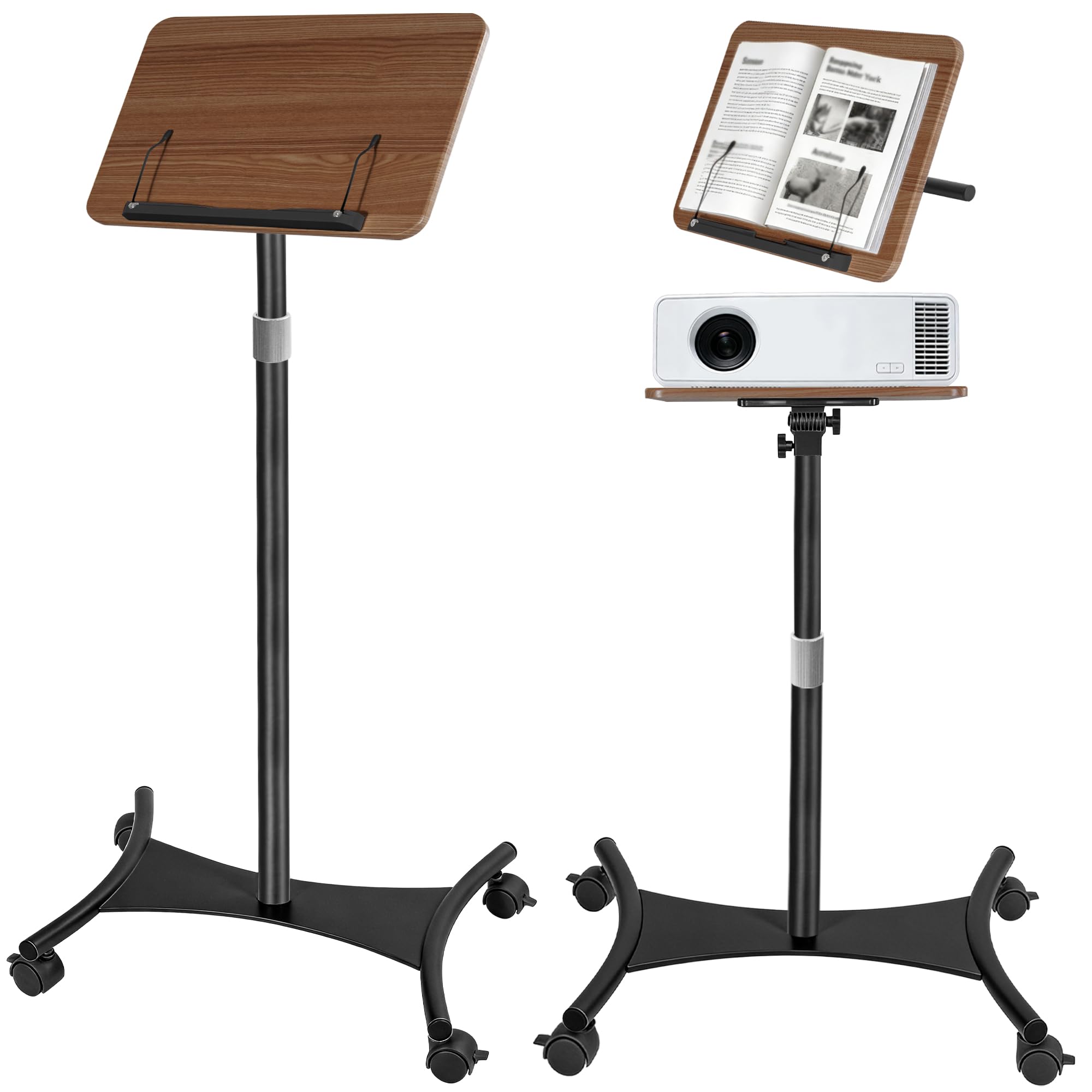 Support de Livre Réglable en Hauteur de 50 à 130CM pour Sol et Bureau, Support de Livre pour Lecture, Ordinateur Portable, Tablette, Recettes, Partitions (Noir)
