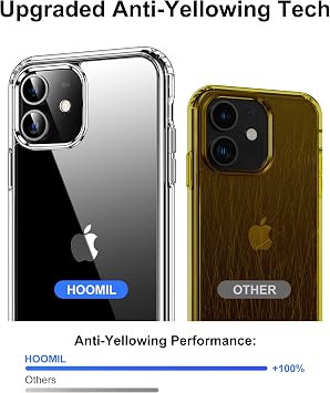 HOOMIL Case for iPhone 11, Non-Yellowing, Drop Protection, Anti-Scratch, Transparent Hard Back Phone Cover, Crystal Clear, PC and TPU Material, Wireless Charging Compatible
