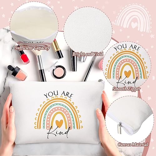 Miniatura 4 de Sieral 20 bolsas de cosméticos de arco iris, llaveros de arcoíris, citas inspiradoras, bolsas de cosméticos de lona, a granel You Are Amazing Loved