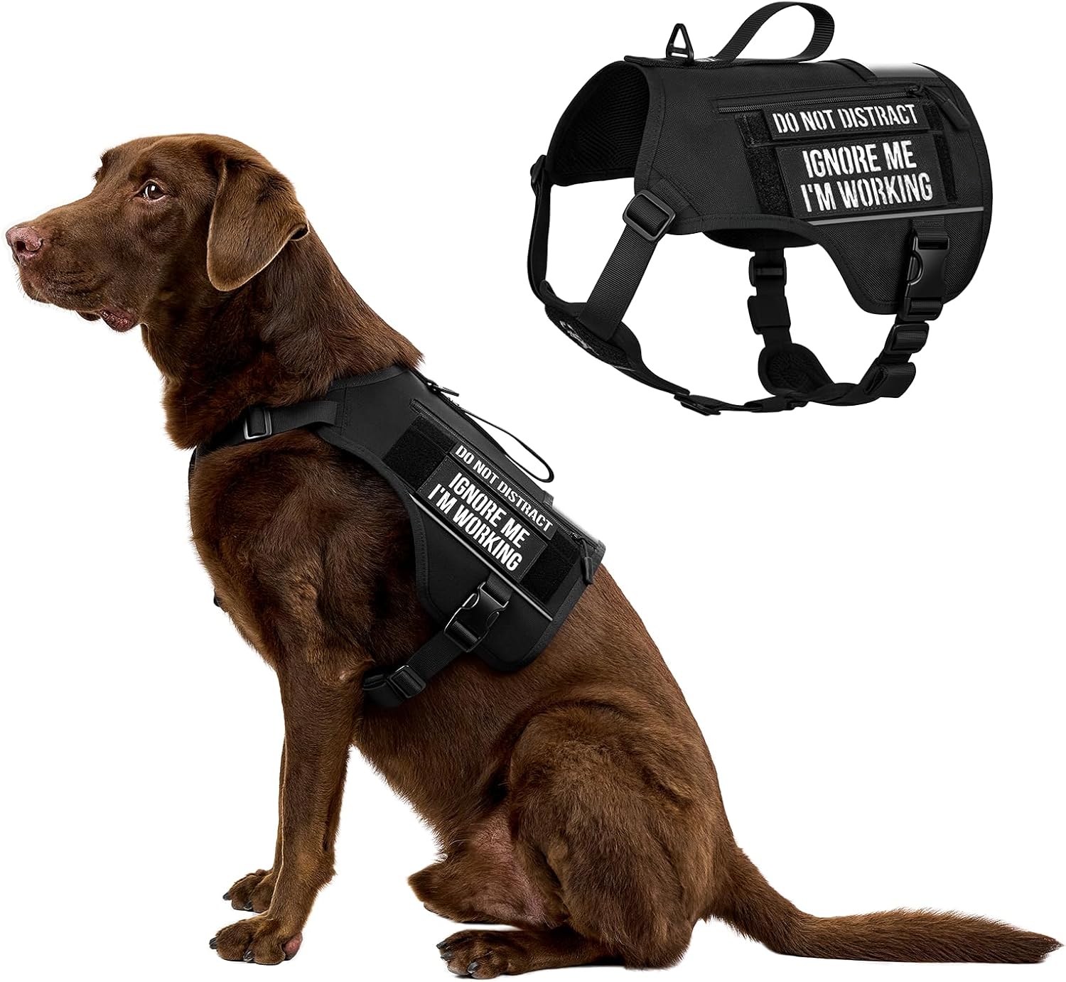 OneTigris Sentinel Pink Service Dog Vest with Patches, Reflective Lightweight Service Dog Harness with Pockets for Medium Large Dogs (Black, M: Neck 16-23", Chest 24-32")