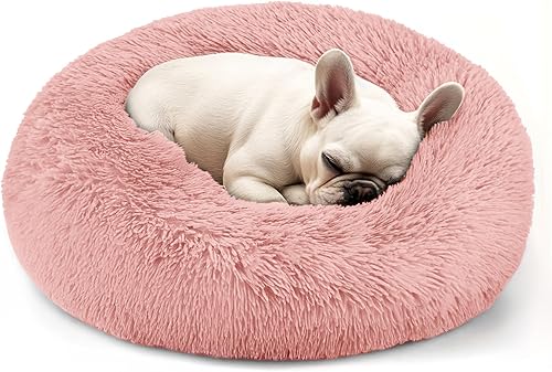 Miniatura 23 de Hoewina - Cama para perros y gatos pequeños y medianos, de interior, 20 pulgadas, dónut calmante, cama para cachorros y gatitos, cama redonda,