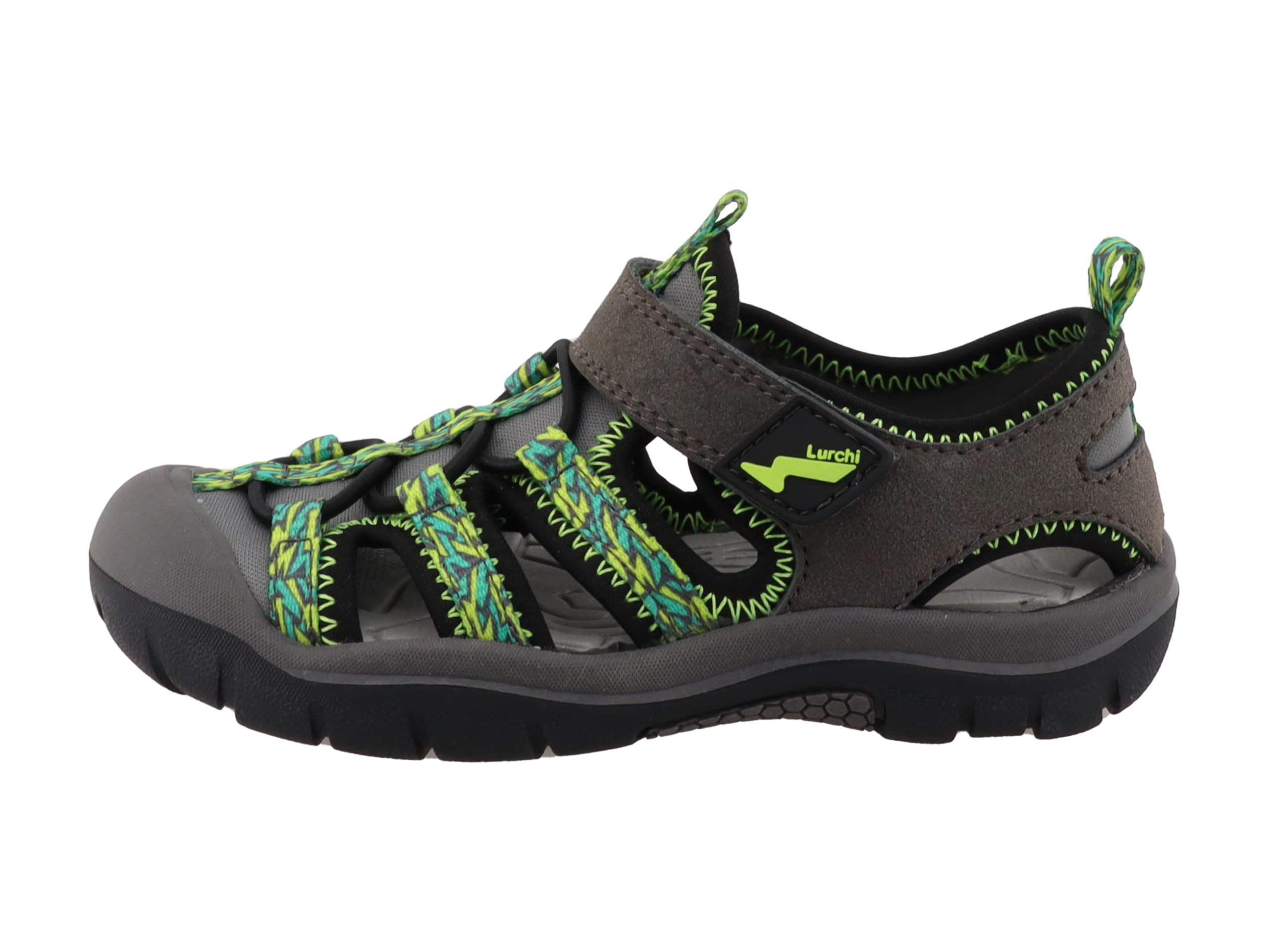 Lurchi 95L0053001 Sandal, dkgrey-Grey-Lime, 11 UK Child