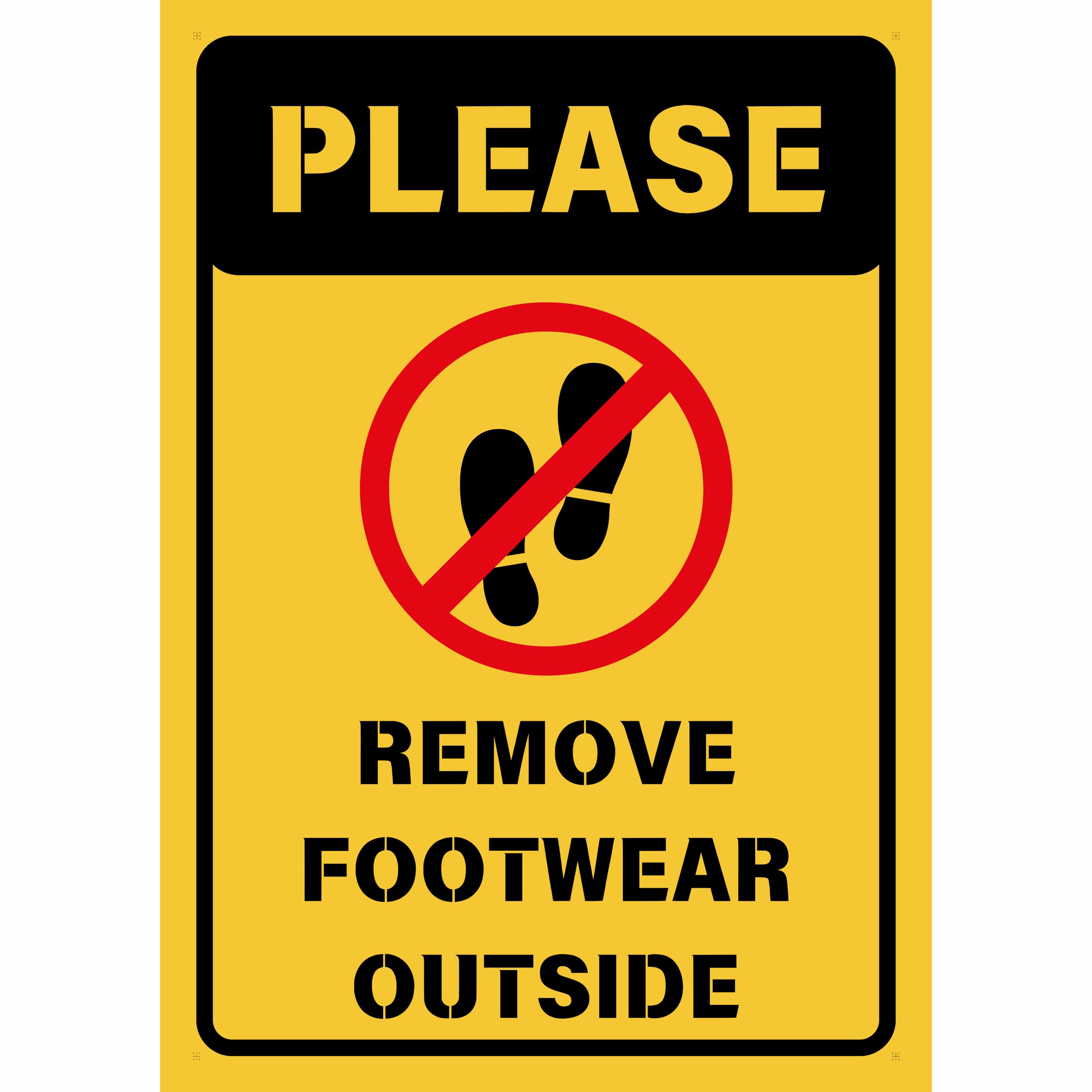 Please Remove Your Footwear Outside Sign Poster Self-Adhesive Sticker | Shoes off sign | Yellow, A4 - Medium - 29 X 21 CM-image-22