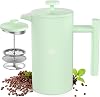 French Press Coffee Maker，12OZ Double Wall Vacuum Insulated 304 Stainless Steel for Home, Camping and Office