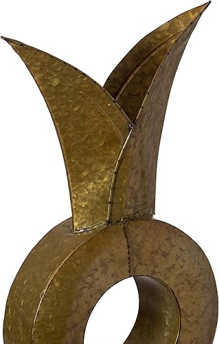 Miniatura 6 de Jarrón grande con diseño de metal dorado galvanizado de estilo único para entrada, sala de estar o comedor, decoración del hogar de hierro de 28