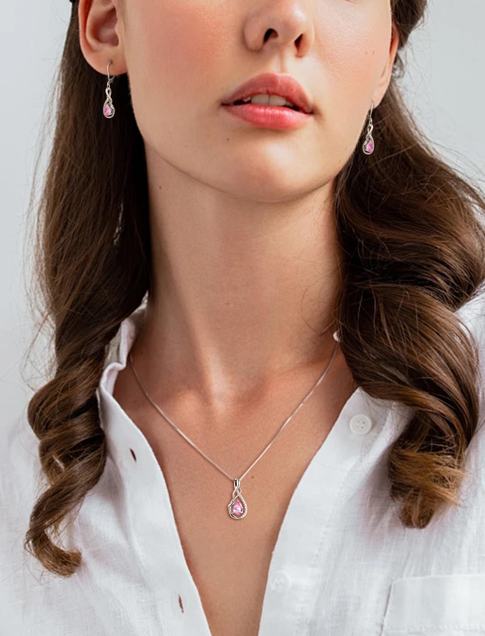 starchenie Collar Mujer Infinito Plata de Ley 925 con Zirconia Cúbica Piedra de Nacimiento Regalo para Mamá Novia