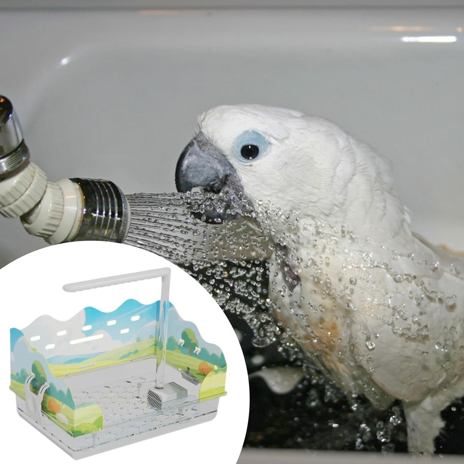 Bac de Bain pour Oiseaux de Compagnie, électrique pour Oiseaux, Silencieux, Léger, Amovible, Bain Spacieux pour Perroquets, Accessoires pour AB, B