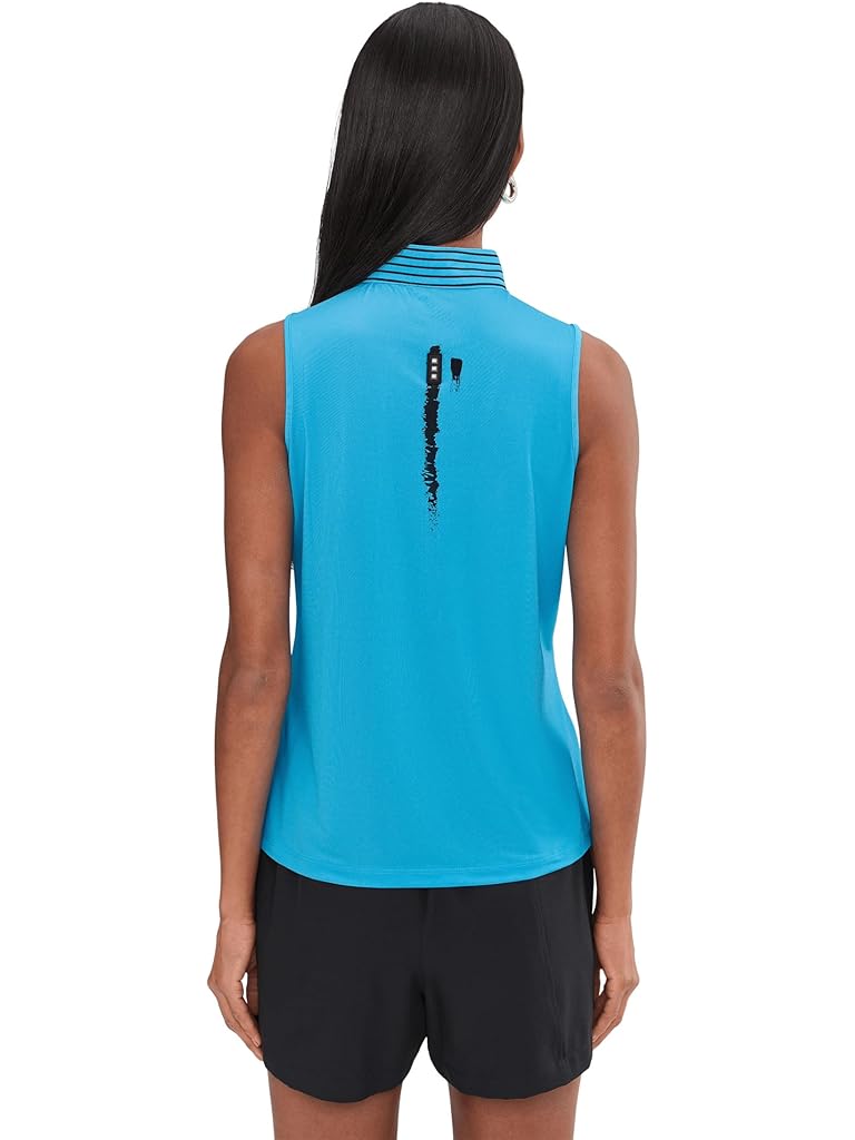 Blue Jamie Sadock Zen Print Sleeveless Polo