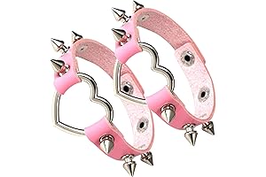 Heart Punk Leather Bracelet for Men Women | Goth Metal Cuff Goth...