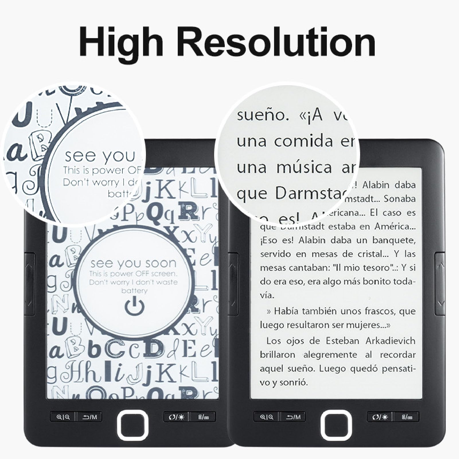 E Reader, Schermo di Inchiostro HD da 6 Pollici E Reader Libro con Spazio di Archiviazione da 8 GB, Supporta più Formati di Immagini di Testo, Antidicale E Lettore E per gli