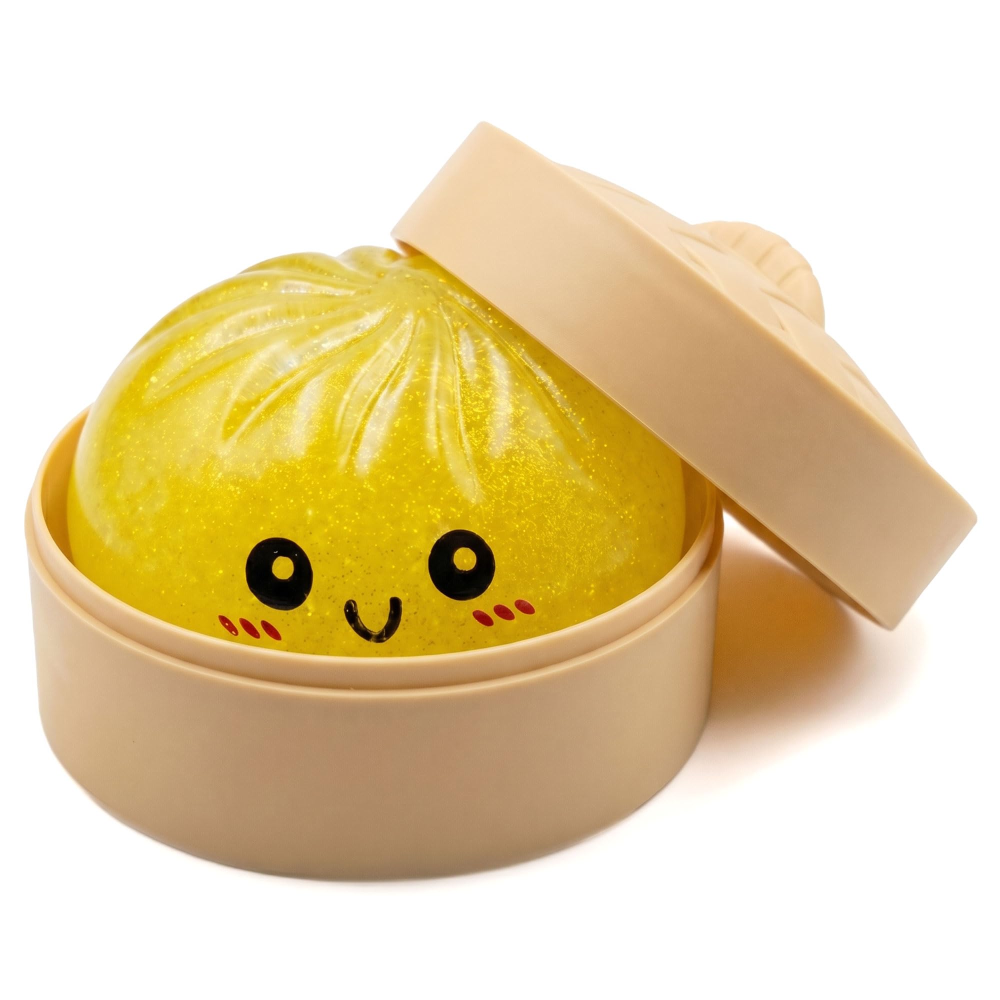 Glitter Dumpling Squishy, Squishy dumpling, Sensory Stress Ball Squeeze Toys, Soft Squeeze Decompression Dough Toy for Adult Boys and Girls (Yellow)