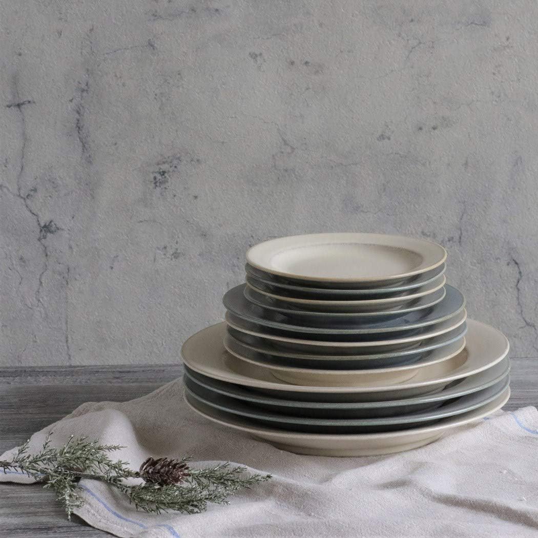 Minorutouki mino ware Curio Curry-pasta Plates Gray Set of 2, φ8.35×H1.57in 15.71oz Made in Japan