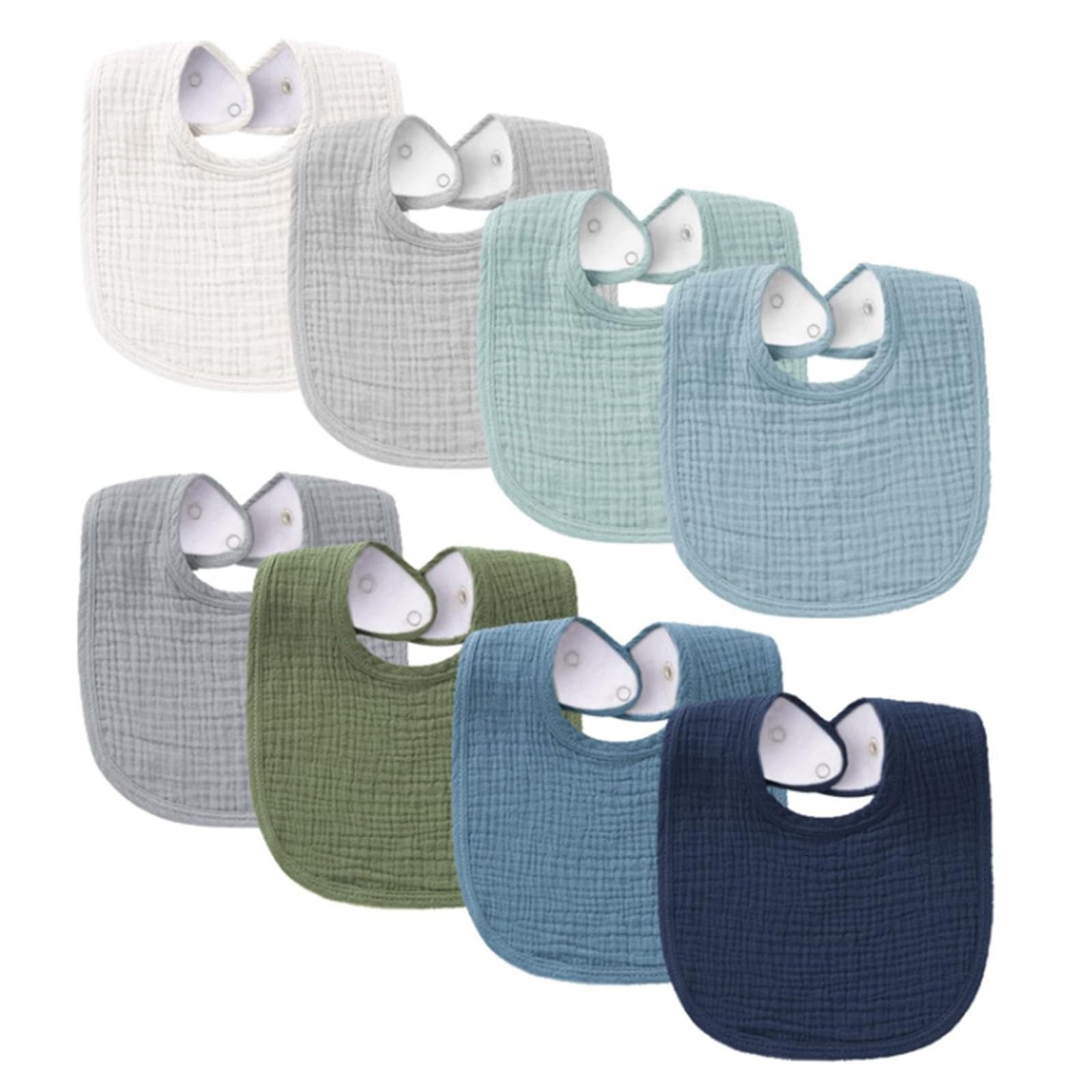Oaygat 8 Packs Muslin Baby Bibs U-Shape Baby Bandana Drool Bibs with Adjustable Snaps Absorbent Newborn Bib Soft Feeding Teething Bib for Infant Toddler Unisex Boys Girls 0-36 Months