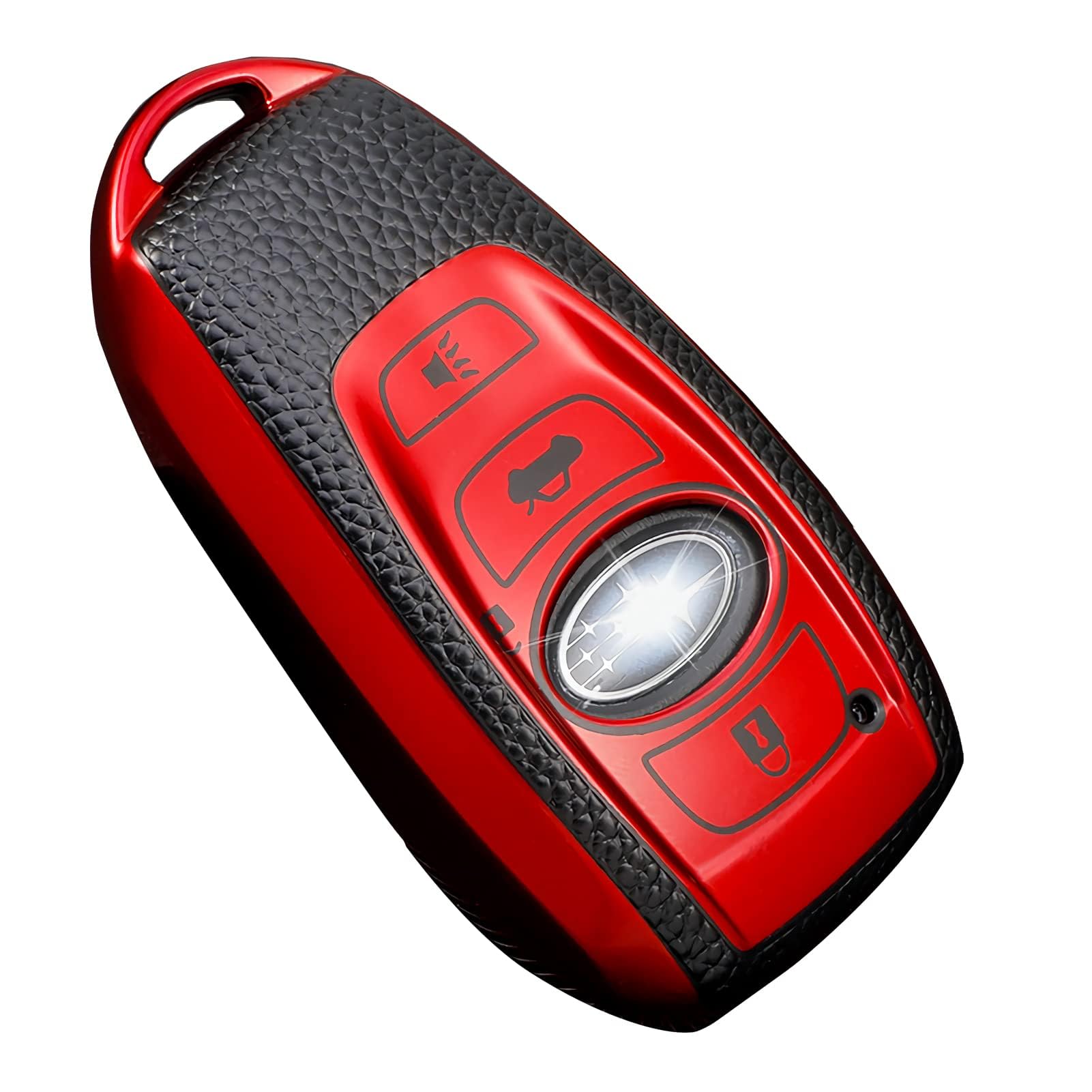 Photo 1 of for Subaru Key Fob Cover, Premium Soft TPU Leather Full Cover Protection Key Fob Case for Subaru Forester Outback BRZ Legacy CrossTrek Smart Key Protector ,Red