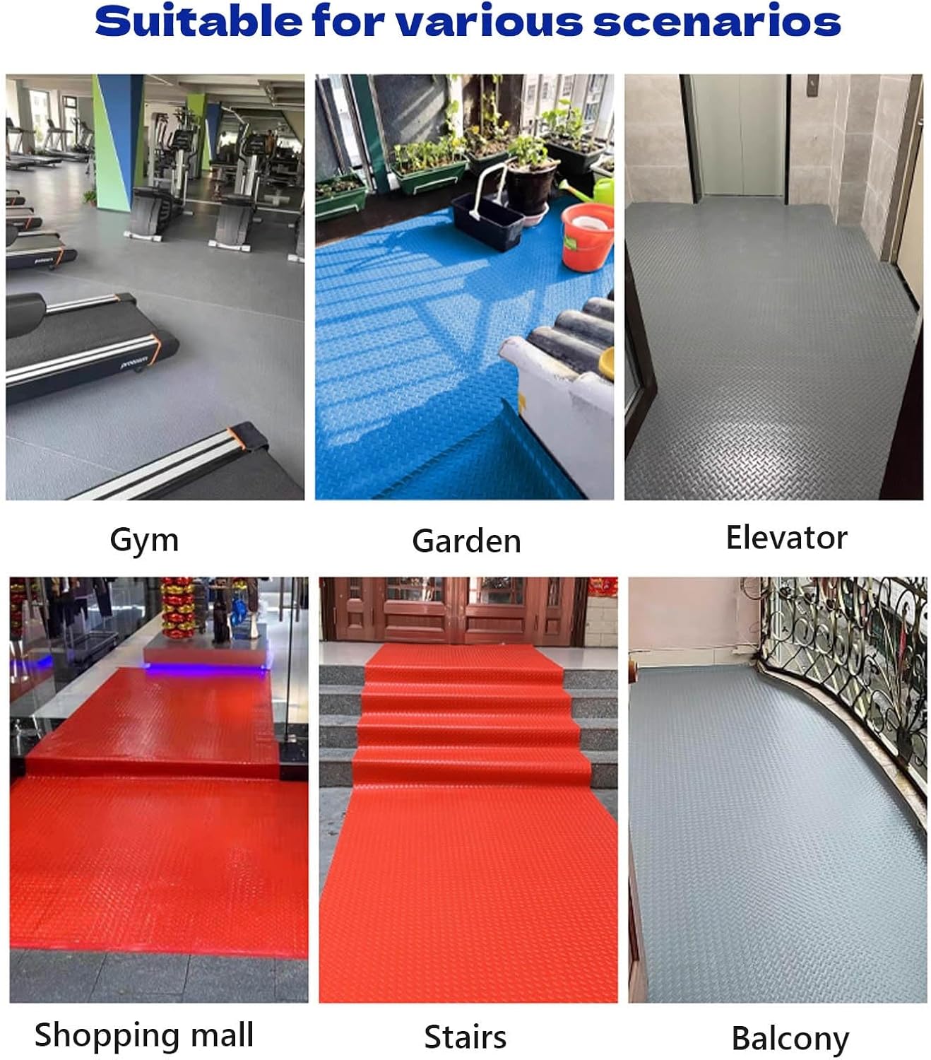 Garage Floor Mat PVC Rubber Trailer Mat 1.6mm Thickened Anti-Slip Flooring Diamond Plate for Warehouse Gyms Boats(Black,1x3m)