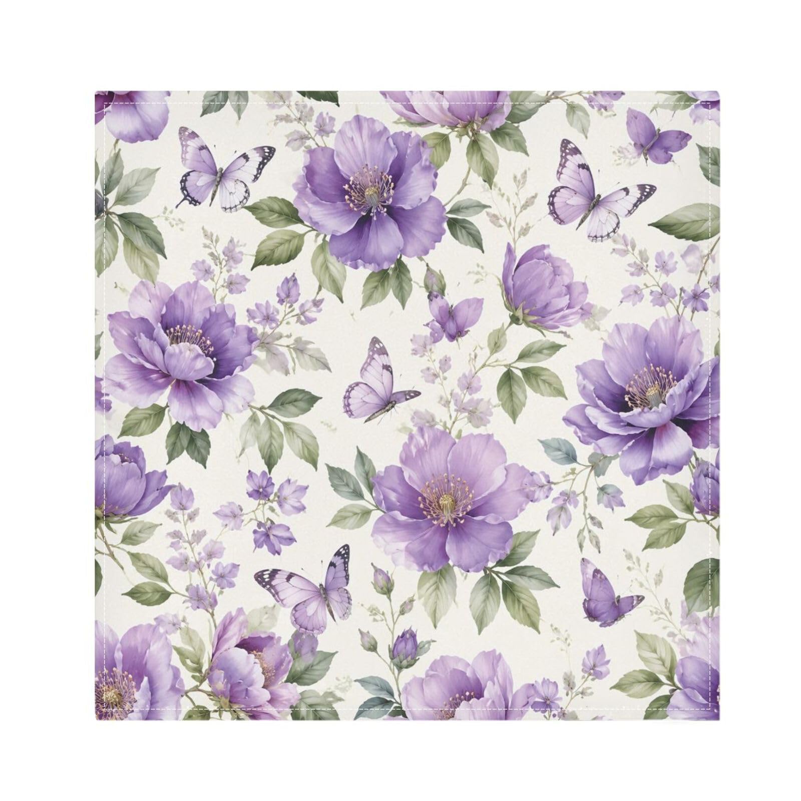 Ttgoth Watercolor Flowers Cloth Napkin Set of 6 Washable & Reusable Dinner Napkins for Dining Table, Banquets, Wedding, Party, 50x50 cm