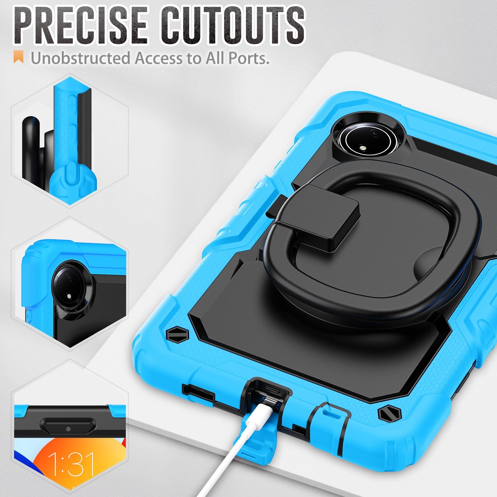 Housse pour Tablette Compatible avec Xiaomi Redmi Pad SE 8.7/Redmi 4G sorti en 2024 Porte-Crayon + Protecteur d'écran, Coque de Protection intégrale Robuste Support Compatible,7"(Light Blue)