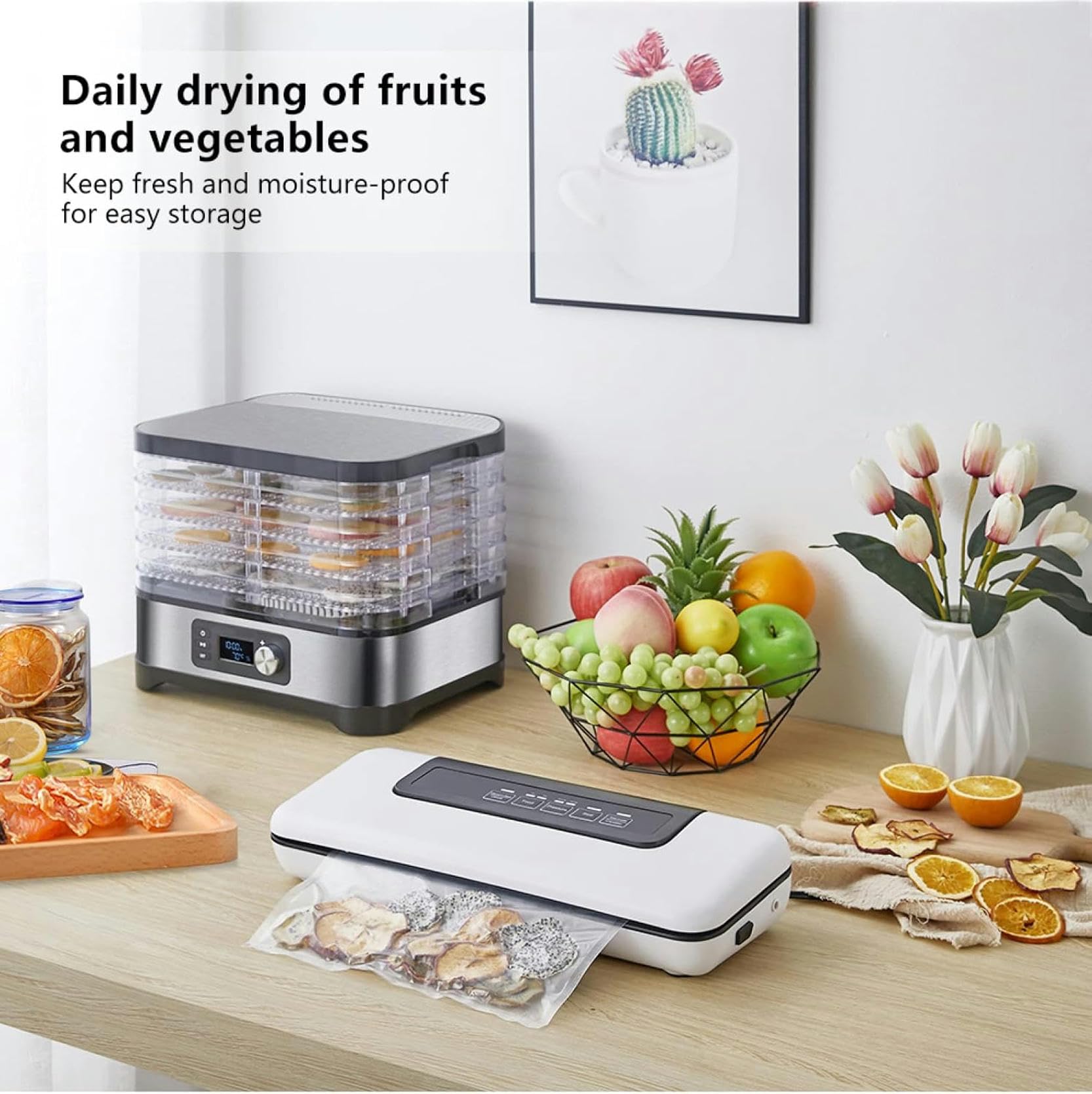Disidratatore Alimentare Asciugatrice Alimentare Mac Frutta E Verdura Asciugale con Temperatura Regolabile per Carne Secca, Frutta, Verdura E Noci