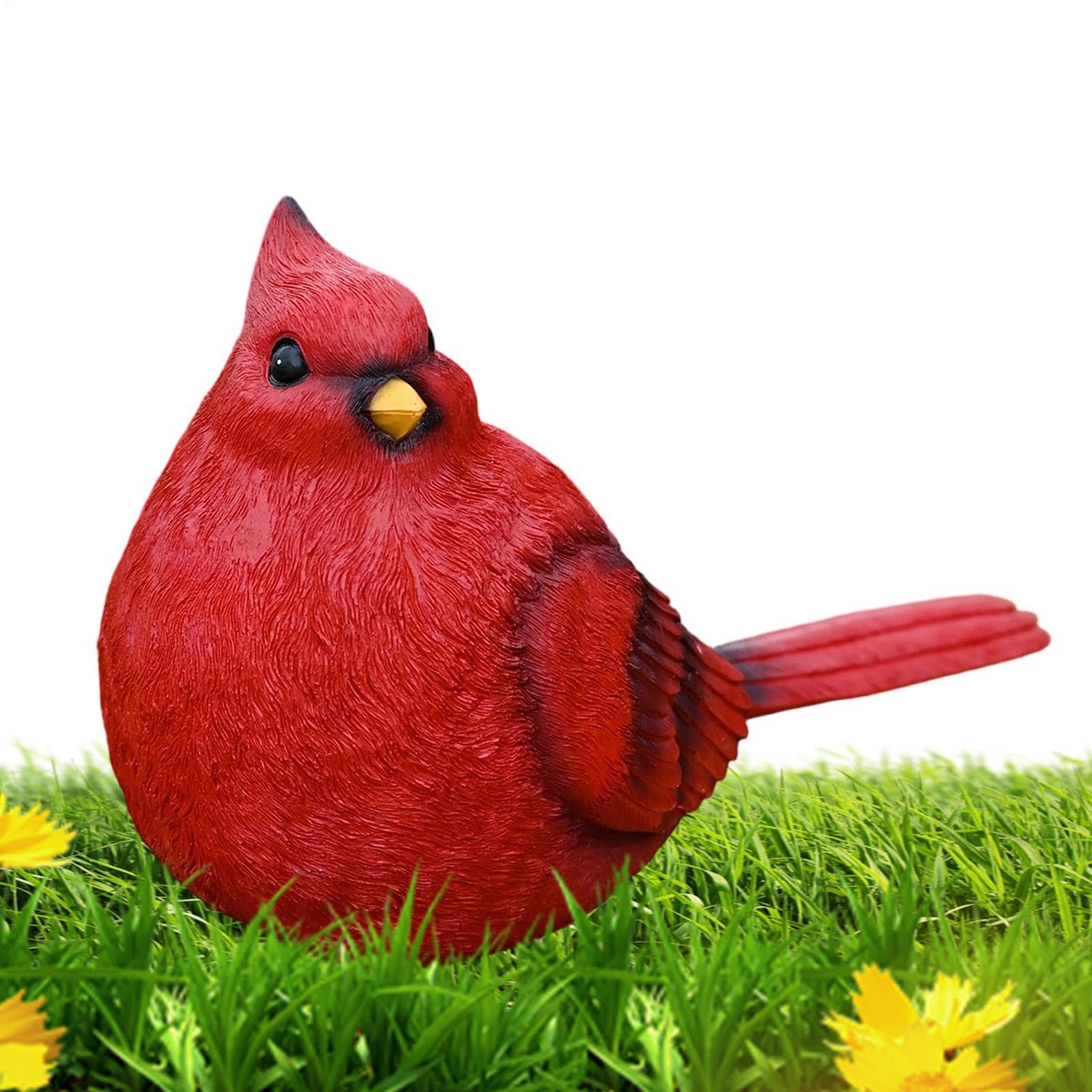 Oiseau rouge en résine : statue décorative de jardin pour extérieur et maison