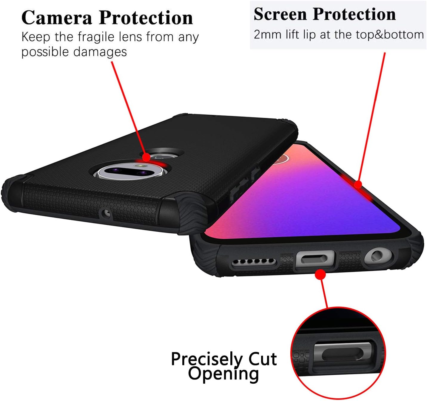 Ownest Compatible Moto G7 Case/Moto G7 Plus Case,Anti-Scratch Silicone Plastic Shell Built-in Magnetic Metal Plate,Resistant Thin Lightweight Slim Protective Cases for Motorola Moto G7-Black