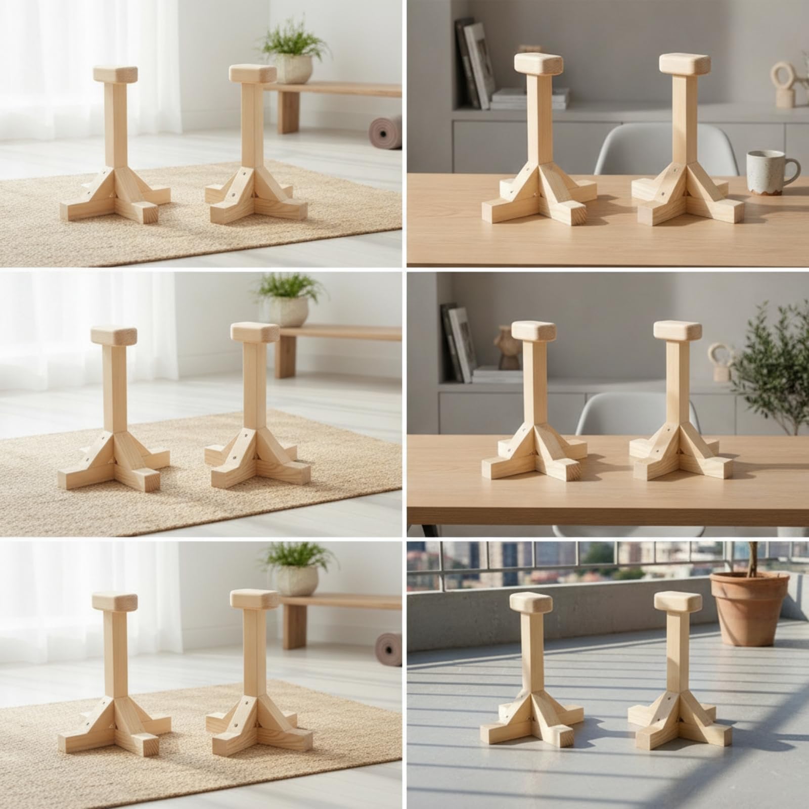 MERIGLARE Balance Trainingsstange Parallettes Handstandständer Turnbarren Gymnastikbarren aus Holz mit Schrägen Stützen Und Rutschfester Auflage für Umkehrhaltungen Stützübungen Wohnraum Trainingspark