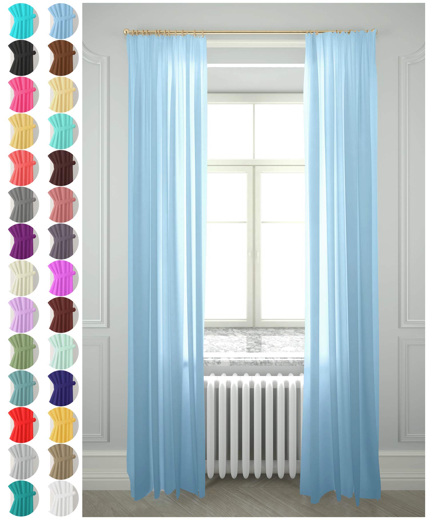 Megachest gathering tape voile curtain(baby blue W 56" x L 48" (2 Panels)