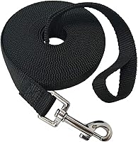 MANDAO 20ft Nylon Training Dog Leash for Small Medium Large Dogs - Long Recall Lead for Obedience Training, Camping, Beach (Black)