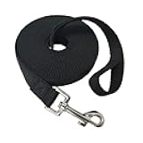Nylon Training Dog Leash for Small Medium Large Dogs, 15ft 20ft 30ft 50ft Long Puppy Lead for Obedience Recall Training, Camping (20ft, Black)