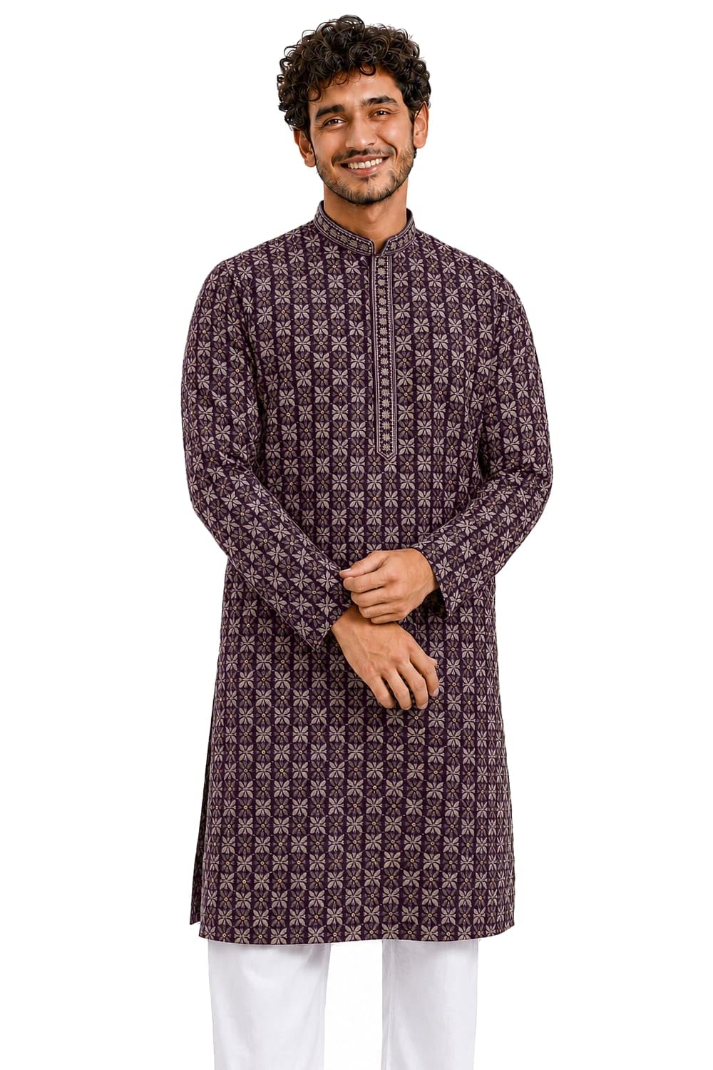 Men's Premium Woven Design Kurta | Regular Fit | Mandarin Collar | Full Sleeves | Traditional Ethnic Wear | Festive & Casual Wear-picture-50