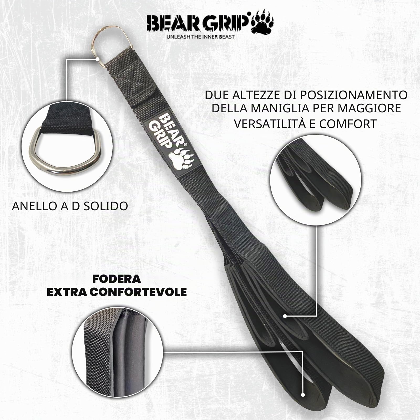 BEAR GRIP - Cinghia di Fissaggio della Corda per tricipiti, tiri del Cavo, allenamenti di Estensione del tricipite