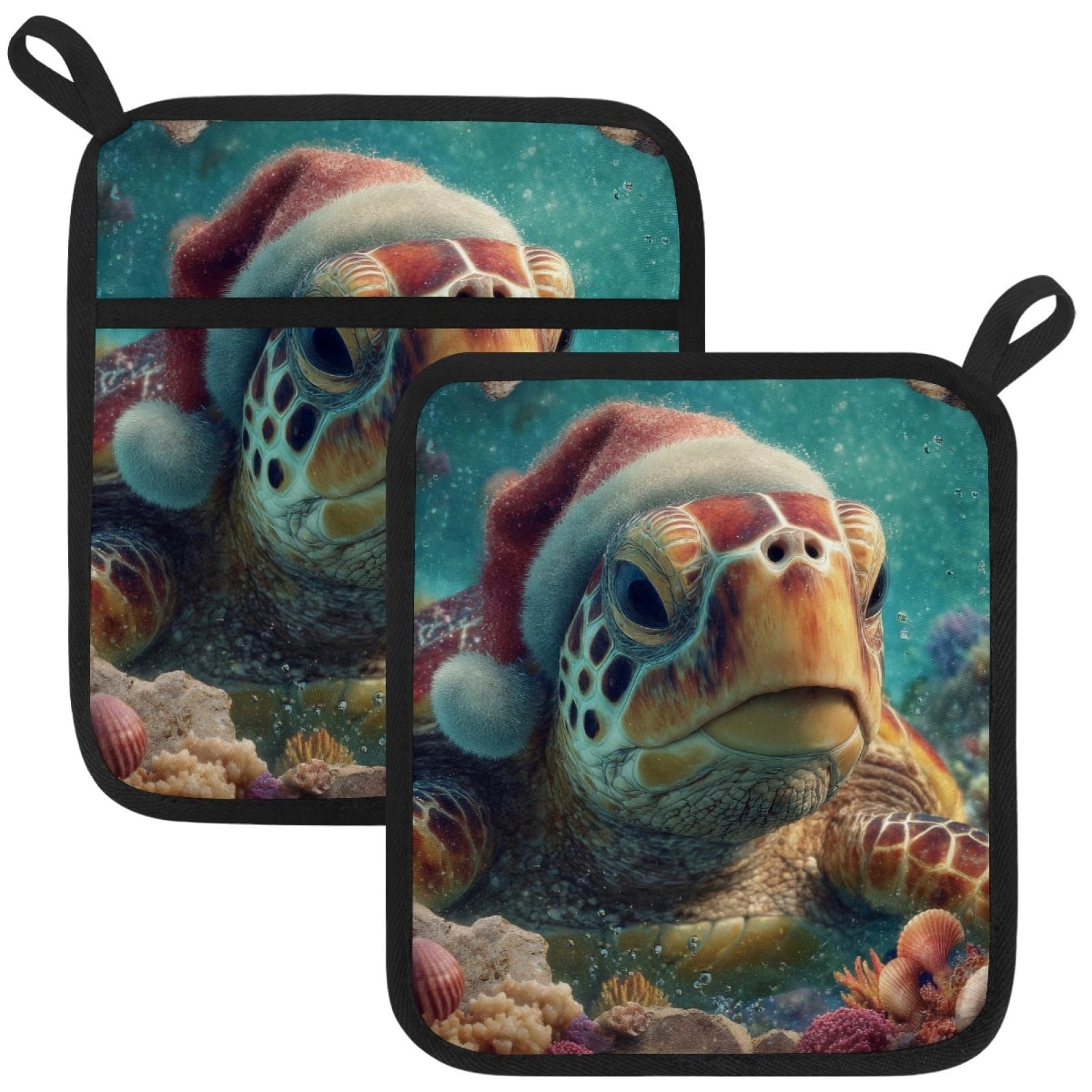 VAPOKF Christmas Turtle Pot Holder, Heat Resistant Oven Cloths, Potholders & Oven Gloves, for Kitchen Cooking & Baking, Thick & Safe, Protection of Hands From Hot Utensils