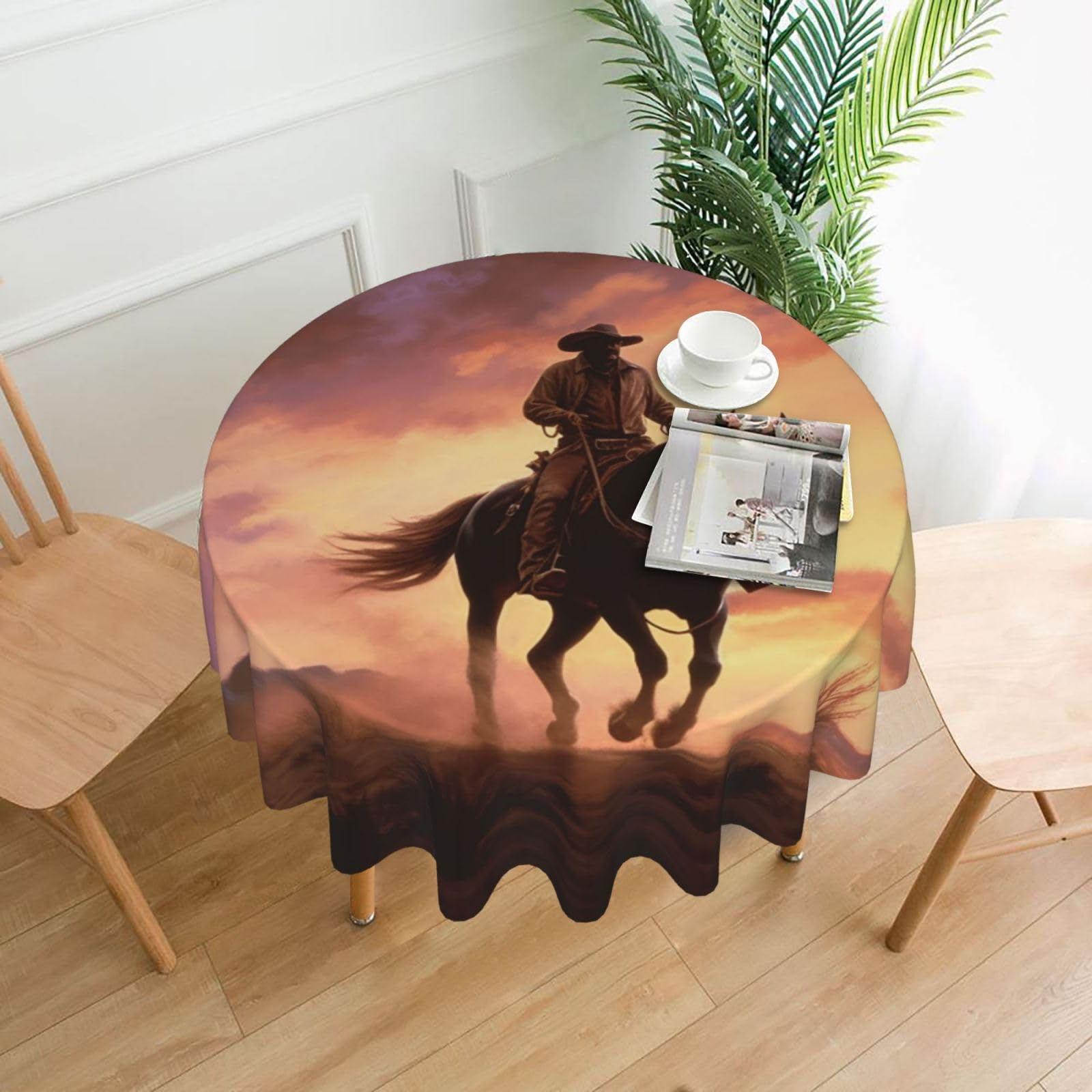 Nappe ronde de pique-nique et fête Cowboy West 152 cm idéale pour repas en extérieur