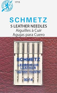 SCHMETZ Leather Sewing Machine Needles Heavy Duty Specialty Supplies, Size 90/14, 5-Needle Cards, Pack of 1